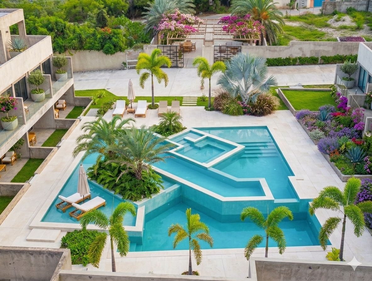 Residencias Los Geckos pool area